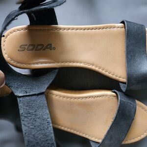 Soda Black Strappy Sandals